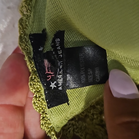 AMERICAN JEANS GREEN BEADED CROCHET CROP TOP SIZE S - Picture 7 of 7